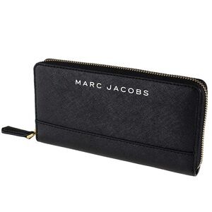 Marc Jacobs Continental Wallet Saffiano Leather Black Gold Hardware